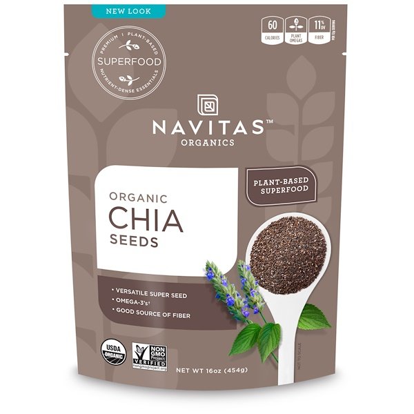 Navitas Organics, Органические семена чиа, 454 г