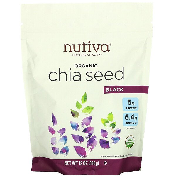 Nutiva, Органические семена чиа, черные, 340 г (12 унций)